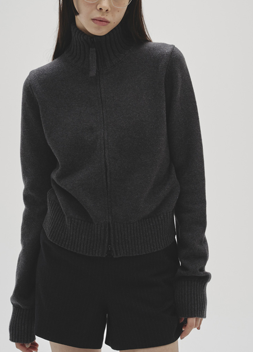 立領拉鍊針織上衣